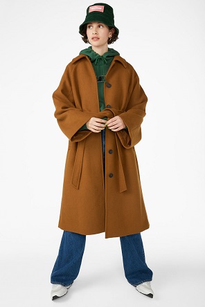 Monki belted long on sale coat